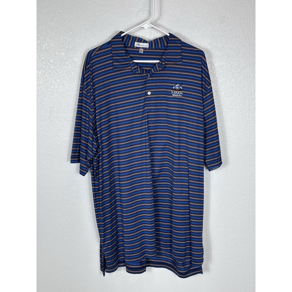 Peter Millar Men's Striped Polo Shirt XXL Makai Princeville Golf Club Short Slv